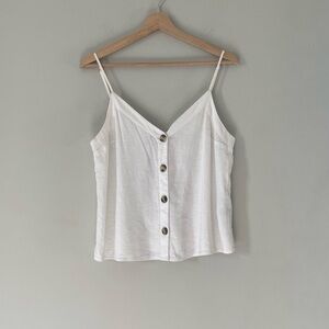 Abercrombie & Fitch White Linen Blend Button-Down Tank Top NWT